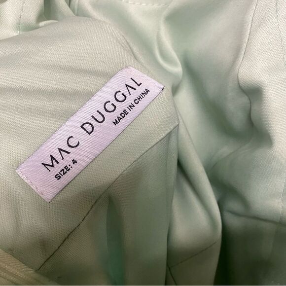 Mac Duggal Light Green Satin Ruffled Asymmetrical Gown slip dress maxi NWT 4 - Picture 14 of 14